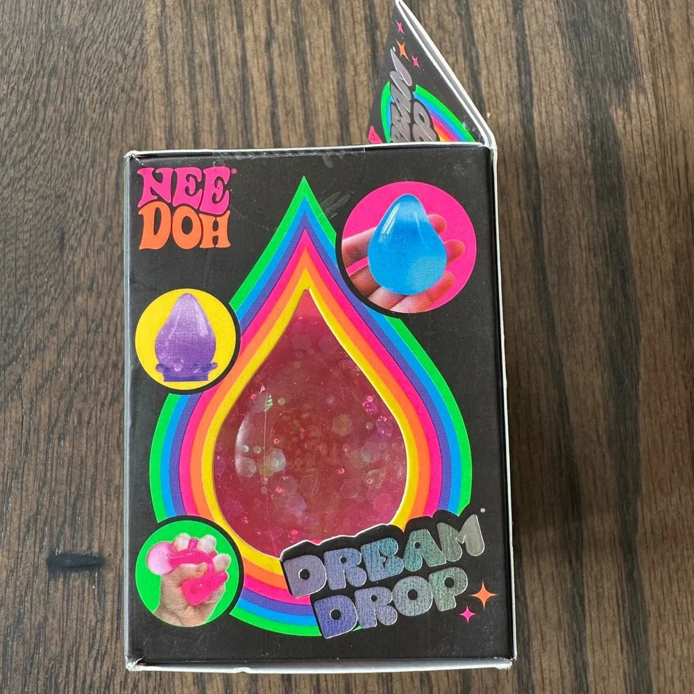 NeeDoh Dream Drop Fidget Toy Pink Glitter NIB Schylling Stress Ball Splash Stand